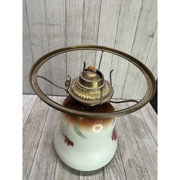 Vtg Victorian Hurricane Oil Lamp Painted Floral Design 13" Tall Decor Use - Picture 6 of 14